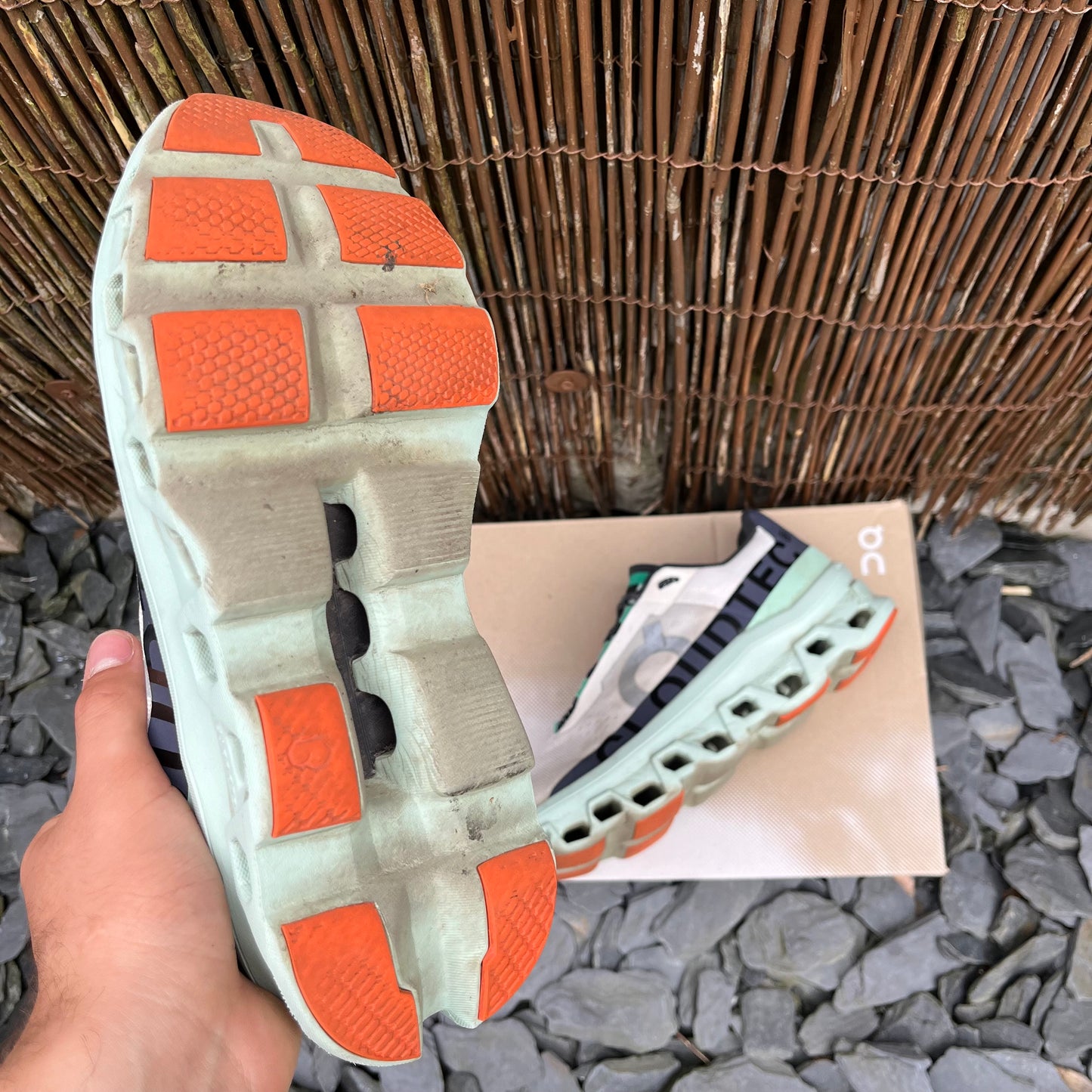 On Running CloudMonster White / Mint UK8