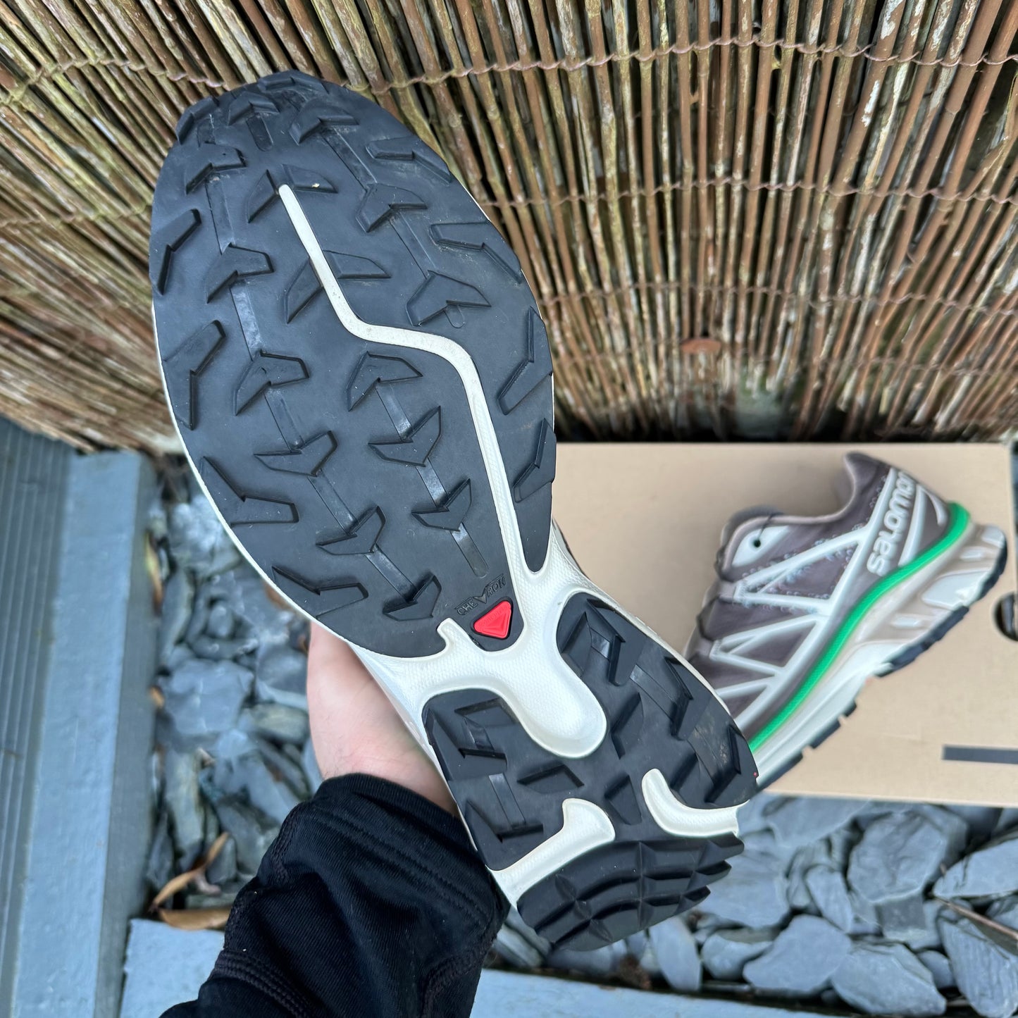 Salomon XT-6 Mindful - Falcon / Almond Milk / Bright Green - UK9.5