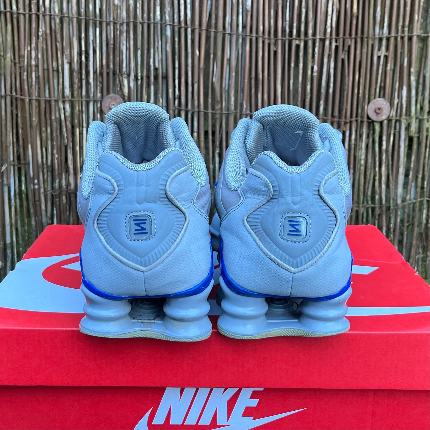 Nike Shox TL - Wolf Grey / Metallic Silver / Blue - UK8.5