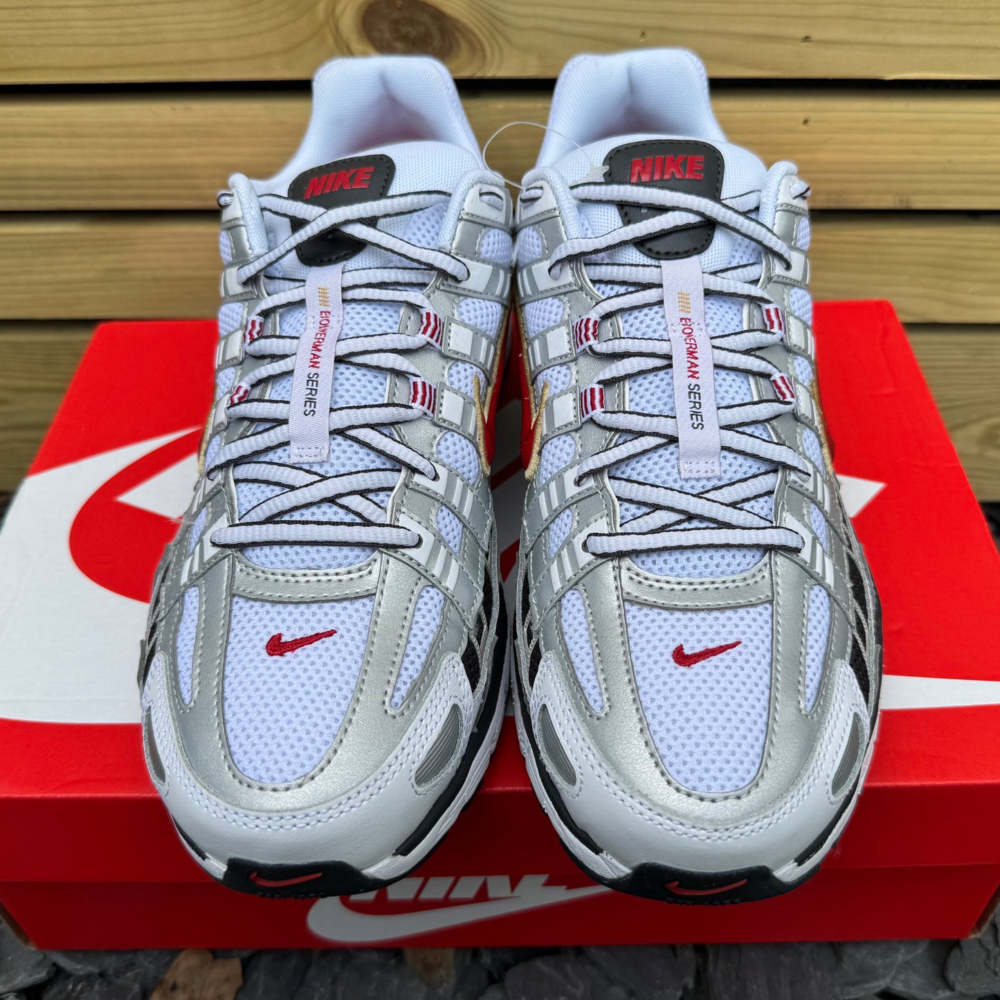 Nike P-6000 - Platinum / Varsity Red - Multiple Sizes - Brand New
