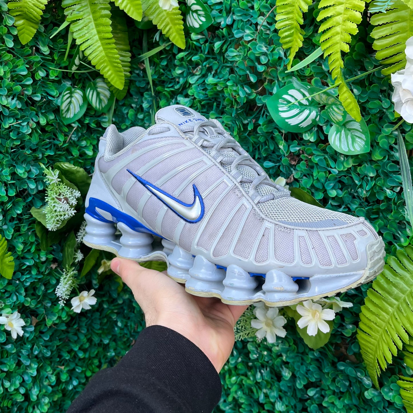 Nike Shox TL - Wolf Grey / Metallic Silver / Blue - UK8.5