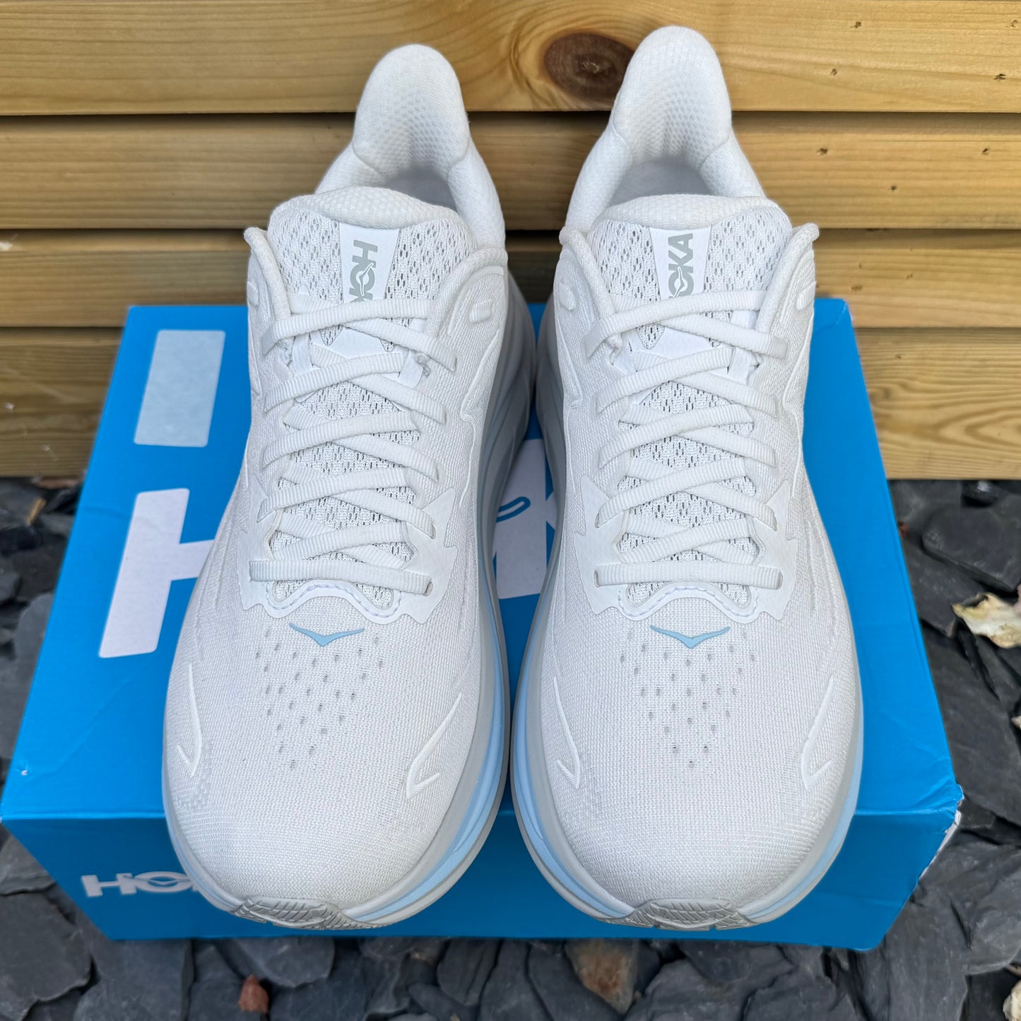 Hoka Clifton 10 - White / Glacier Blue - UK9