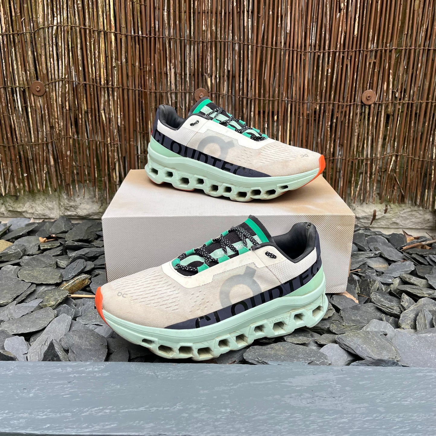 On Running CloudMonster White / Mint UK8