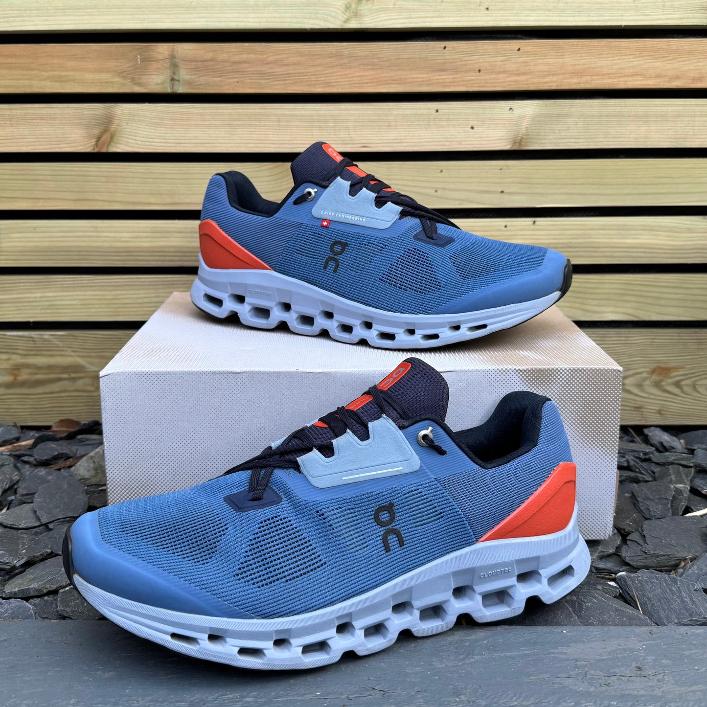 On Running CloudStratus 2 - Lake Blue / Flare Orange - UK11.5