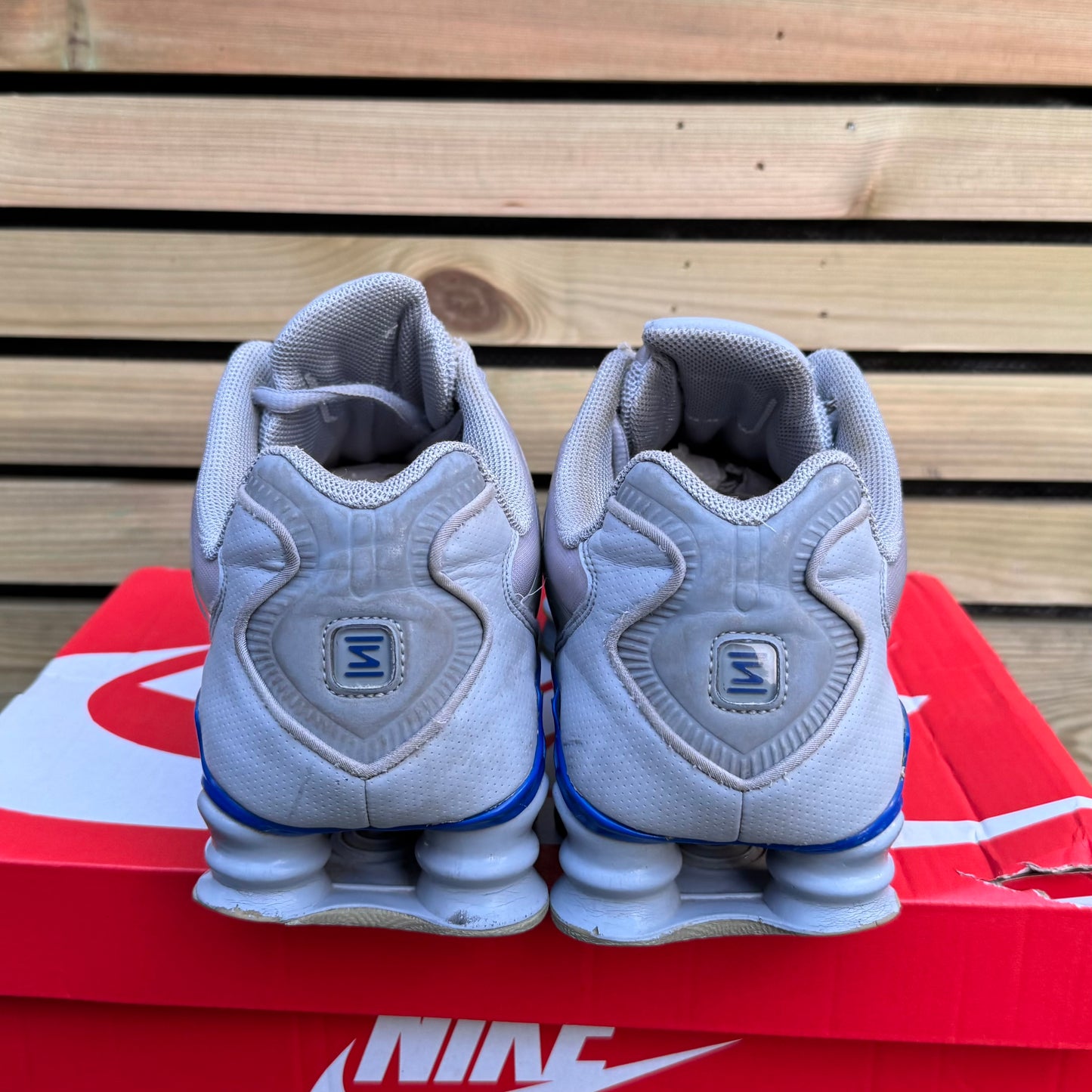 Nike Shox TL - Wolf Grey / Metallic Silver / Blue - UK8