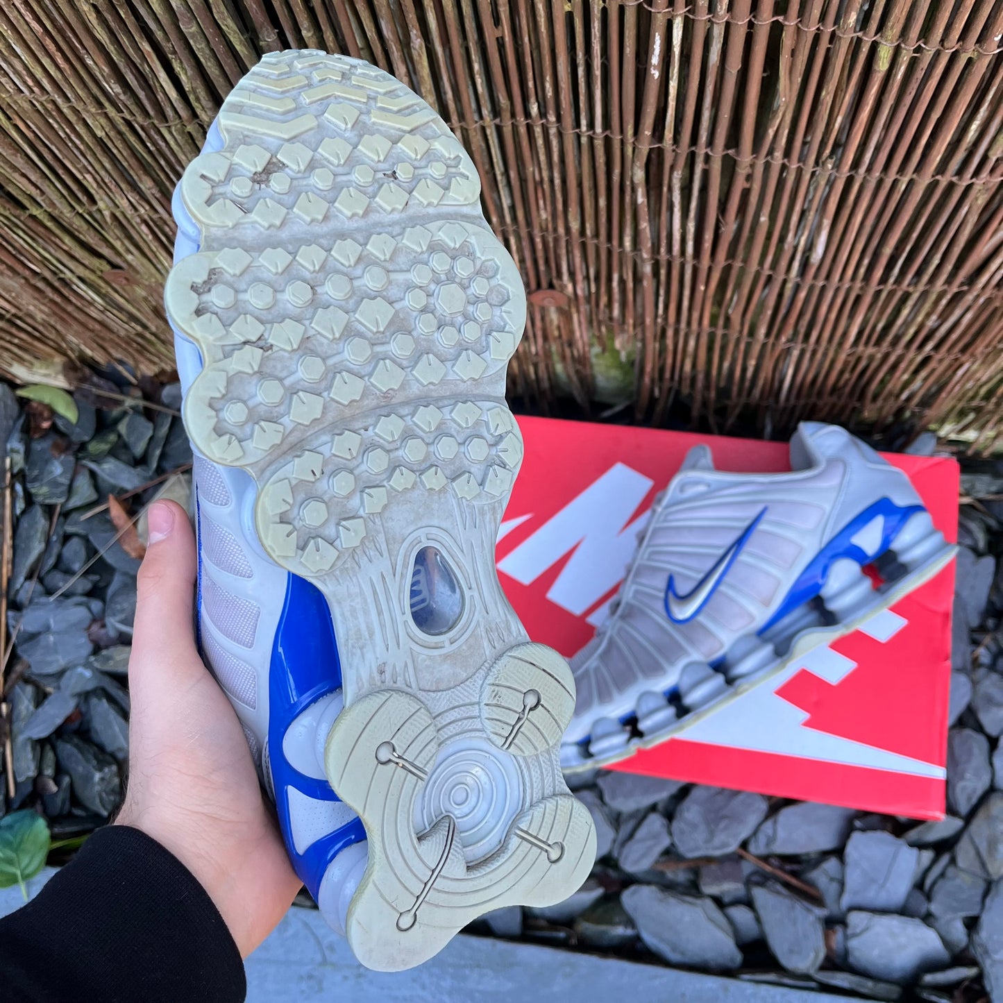 Nike Shox TL - Wolf Grey / Metallic Silver / Blue - UK8.5