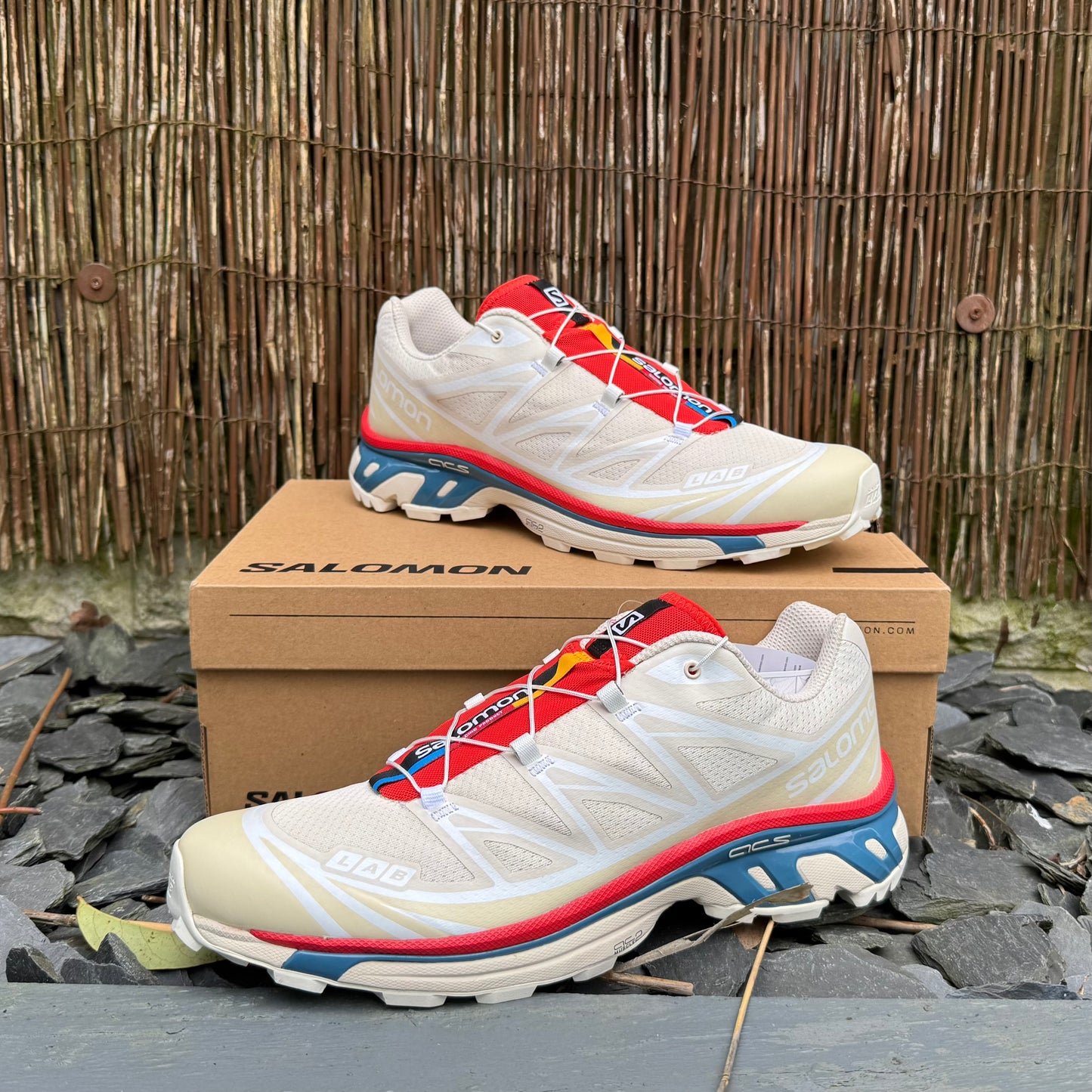 Salomon XT-6 - Almond Milk / Bleached Sand / Aurora Red - UK9 - Brand New