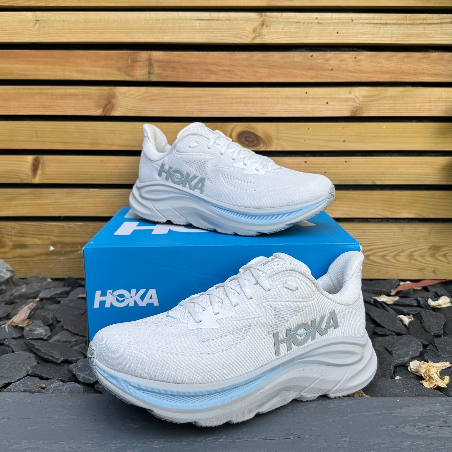 Hoka Clifton 10 - White / Glacier Blue - UK9