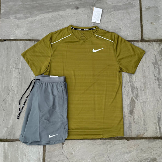 Nike Miler 1.0 - Moss & Grey Flex Stride Shorts - Brand New - Multiple Sizes