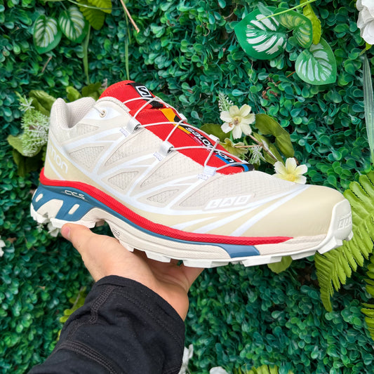 Salomon XT-6 - Almond Milk / Bleached Sand / Aurora Red - UK9 - Brand New
