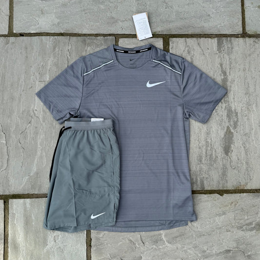 Nike Miler 1.0 - Stone Grey & Grey Flex Strides Shorts - Brand New - Multiple Sizes