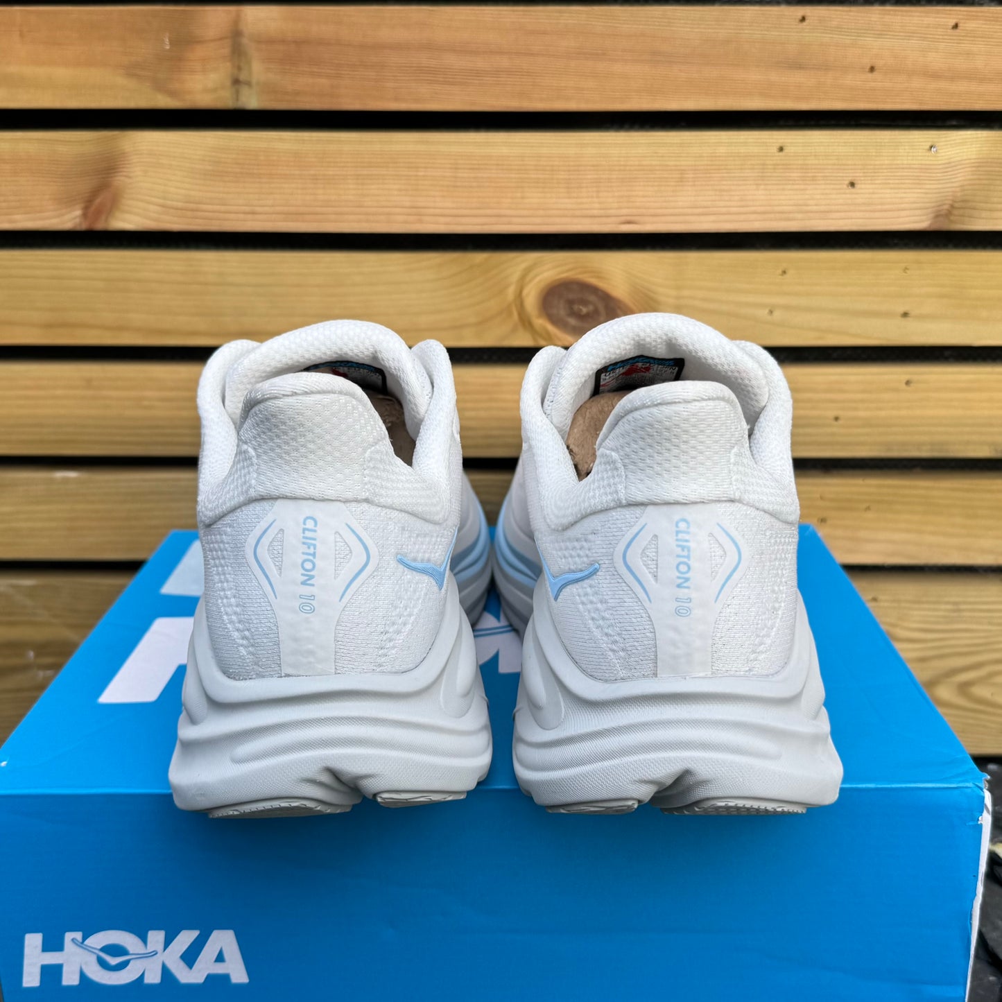 Hoka Clifton 10 - White / Glacier Blue - UK9