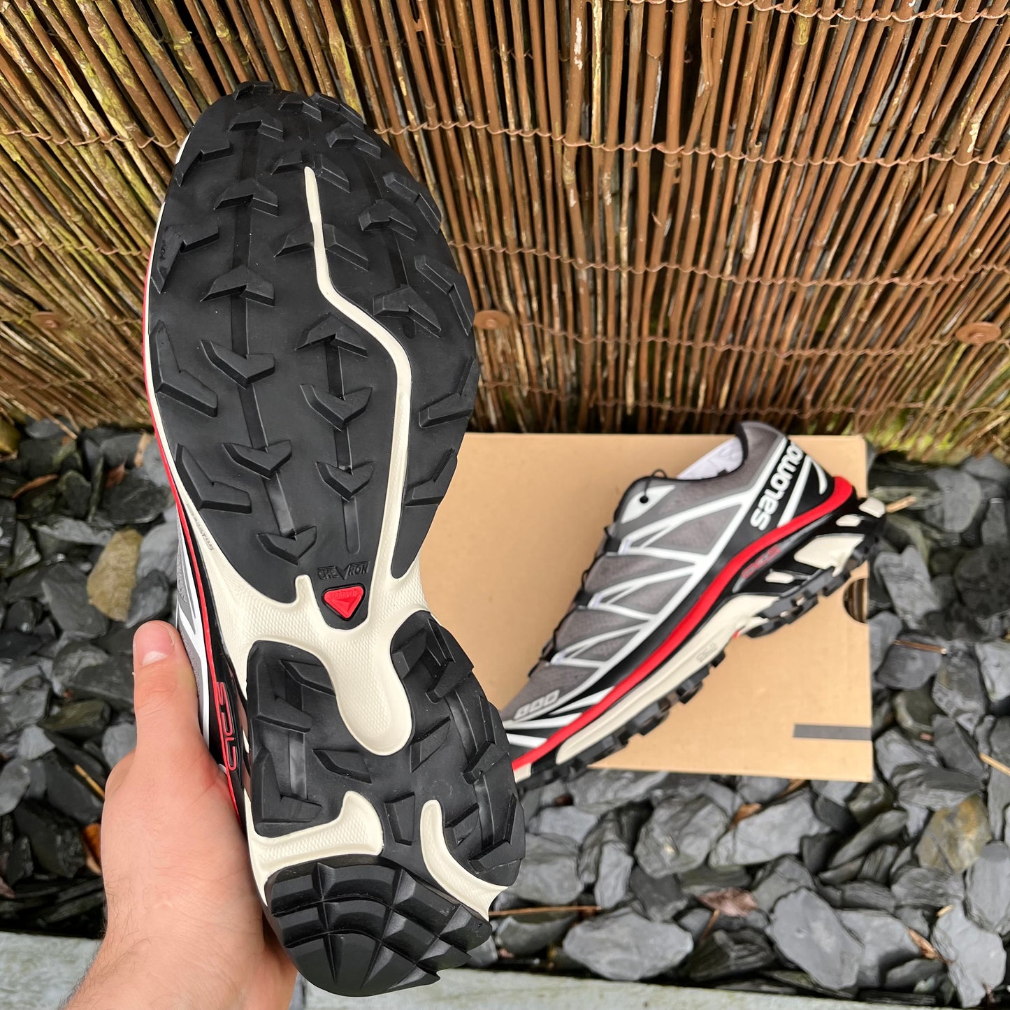 Salomon XT-6 Pewter / Black / Aurora Red UK10