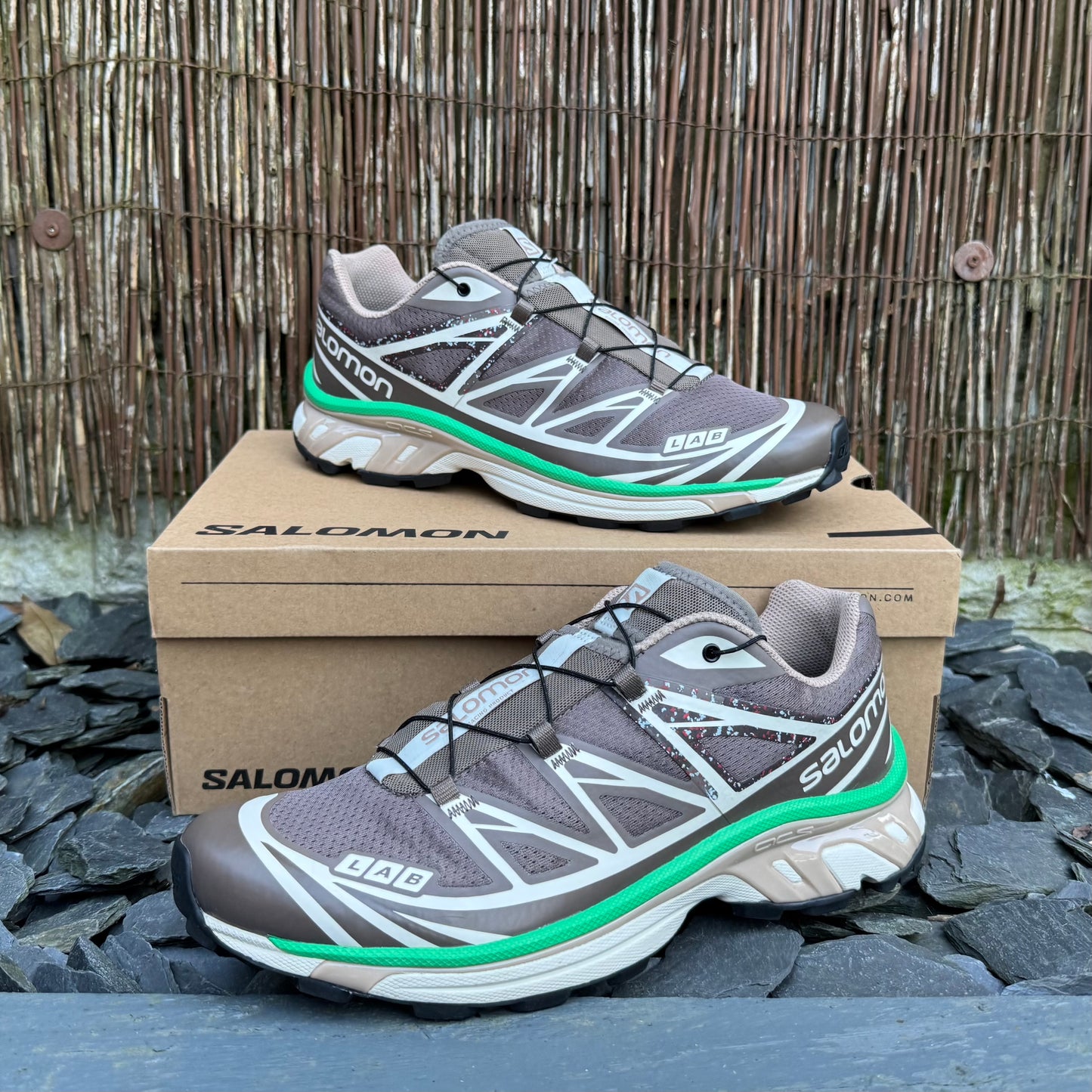 Salomon XT-6 Mindful - Falcon / Almond Milk / Bright Green - UK9.5