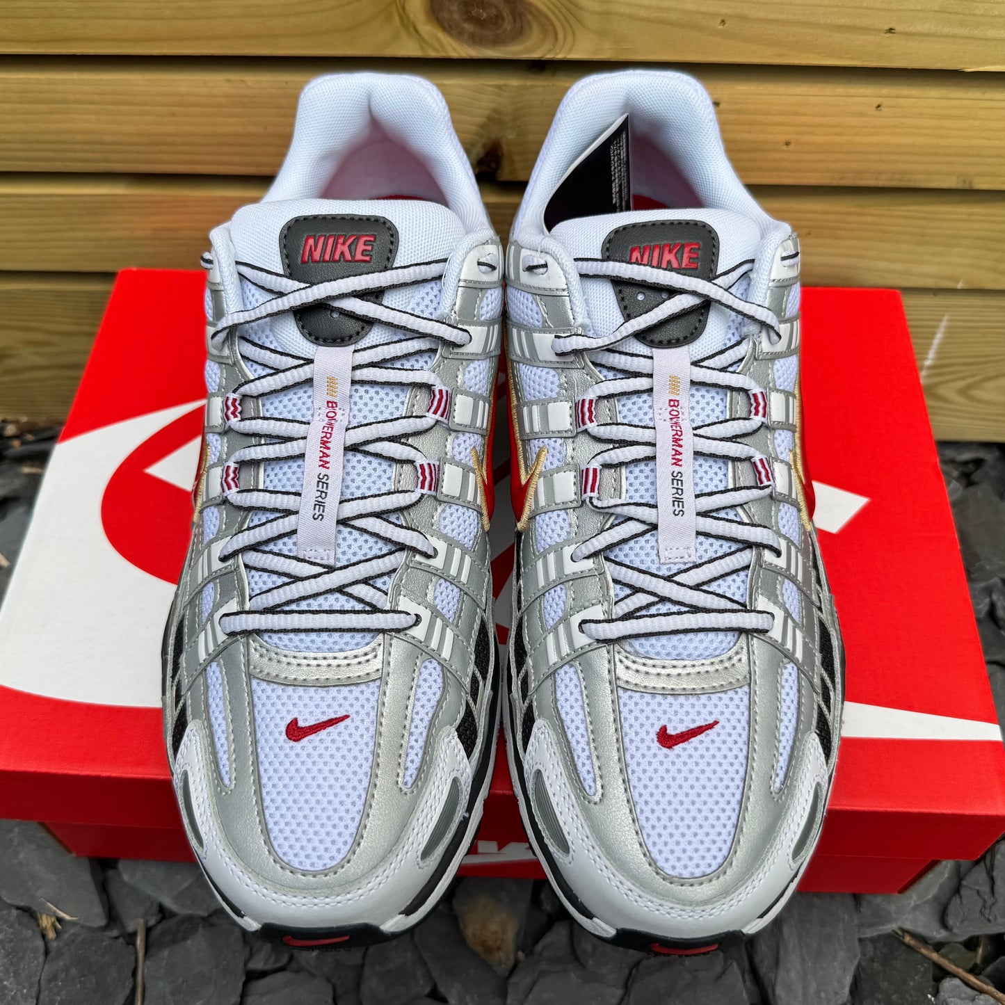 Nike P-6000 - Platinum / Varsity Red - Multiple Sizes - Brand New