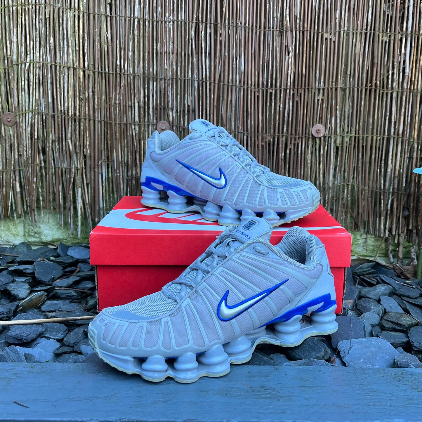 Nike Shox TL - Wolf Grey / Metallic Silver / Blue - UK8.5