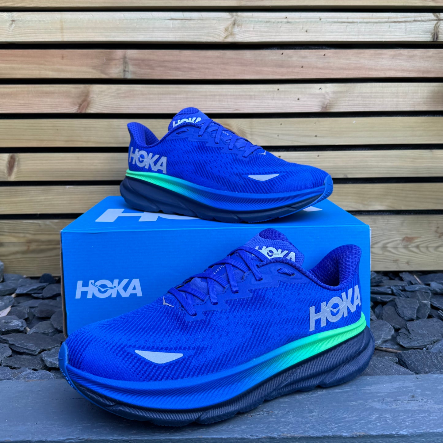 Hoka Clifton 9 Gore-Tex - Dazzling Blue / Evening Sky - UK10.