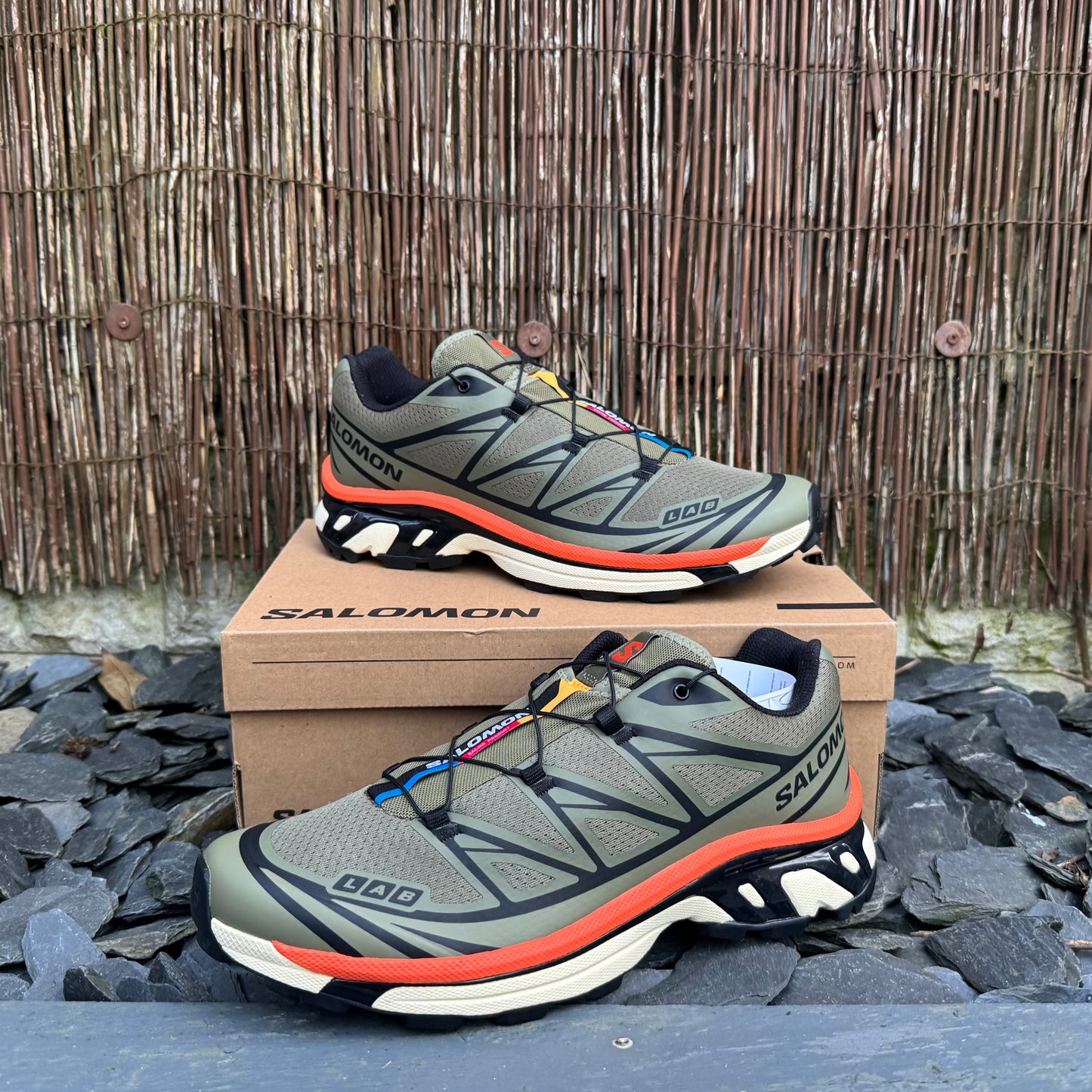 Salomon XT-6 - Deep Lichen Green / Black / Red Orange - UK10 - Brand New