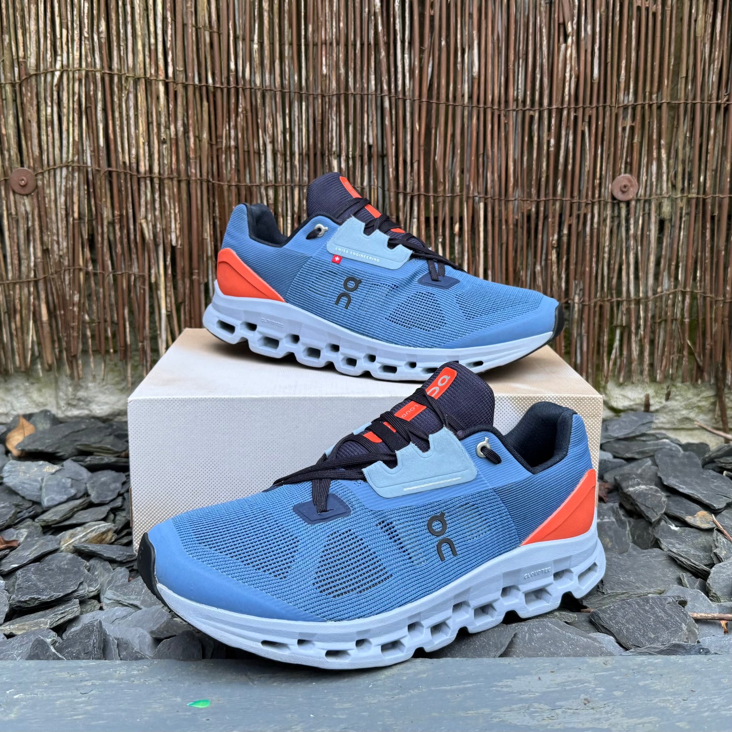 On Running CloudStratus 2 - Lake Blue / Flare Orange - UK9.5