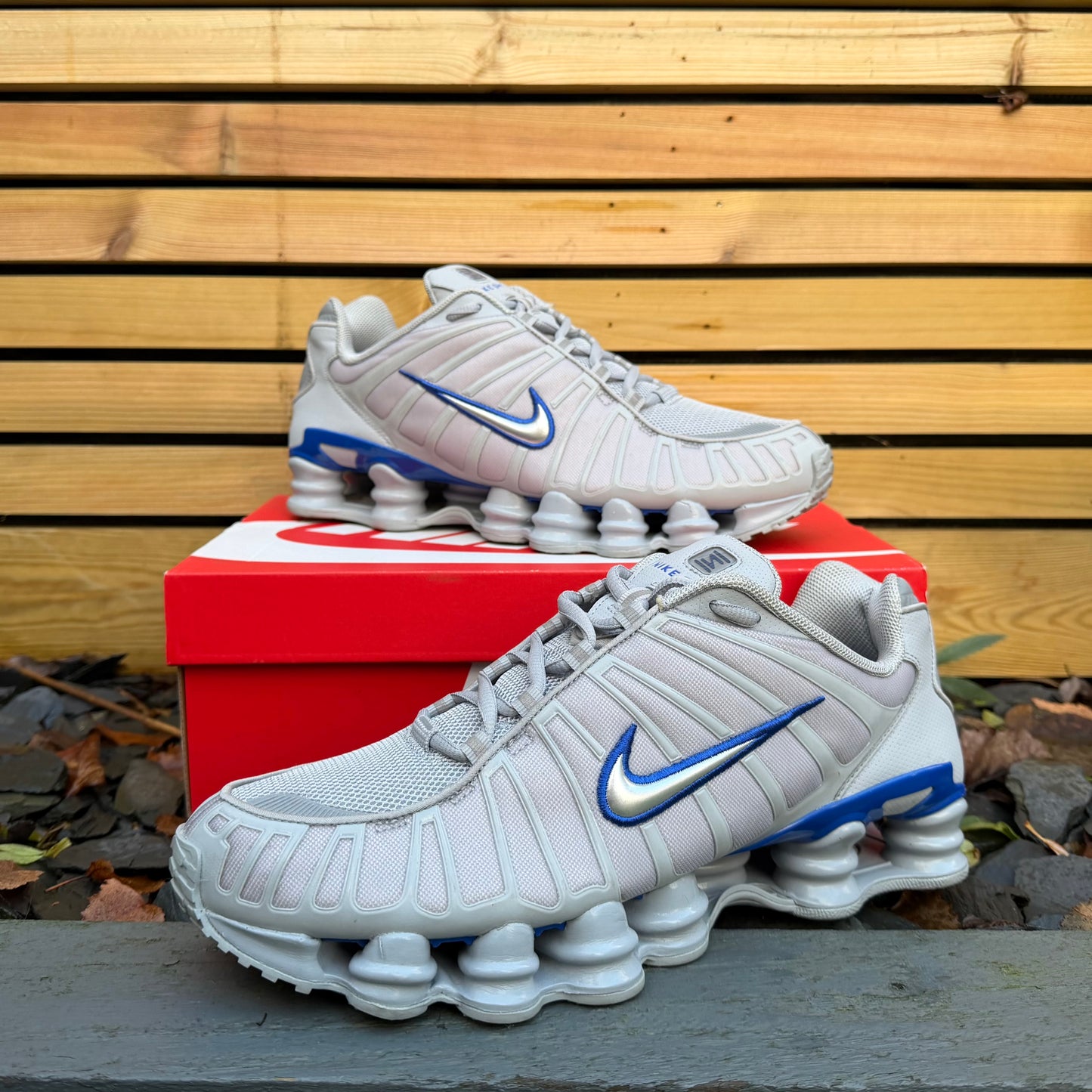Nike Shox TL - Wolf Grey / Metallic Silver / Blue - UK11