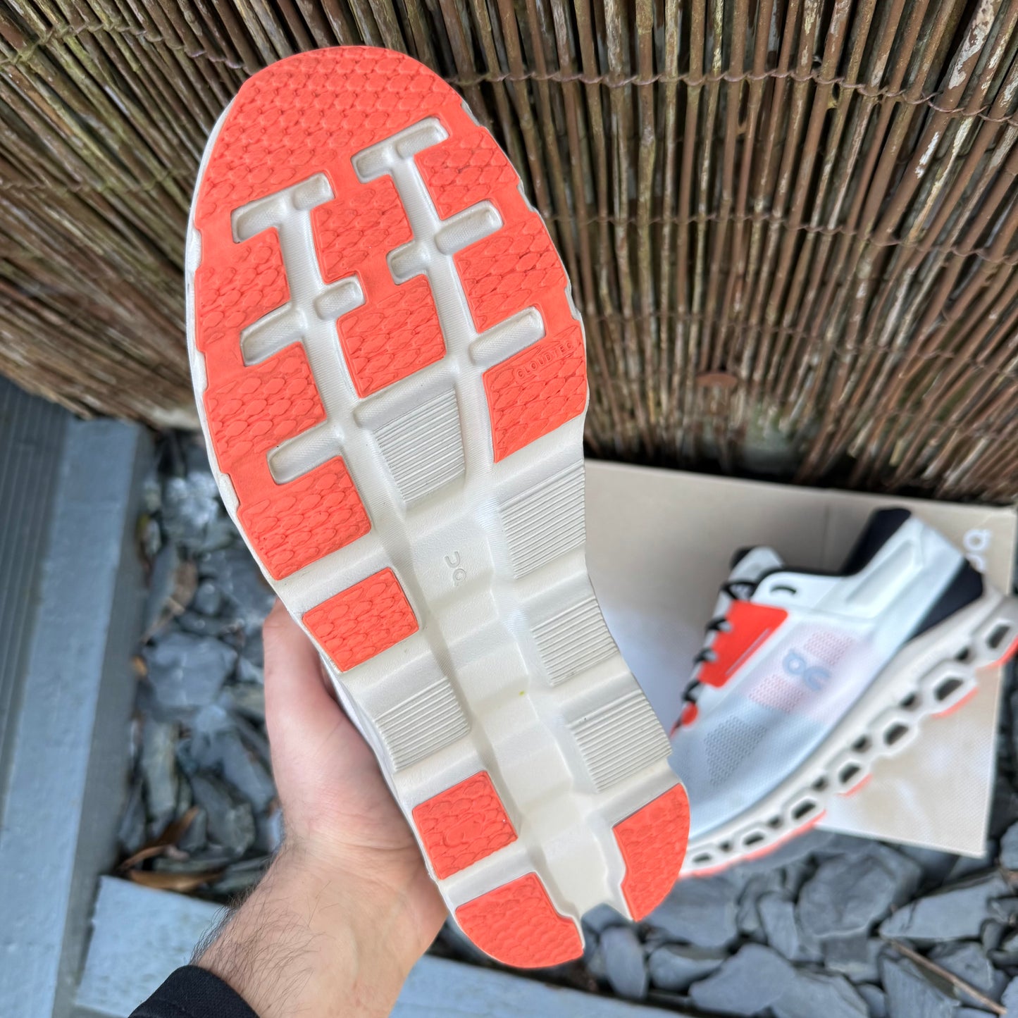 On Running CloudStratus 3 - Dyed White / Sand Orange - UK9.5