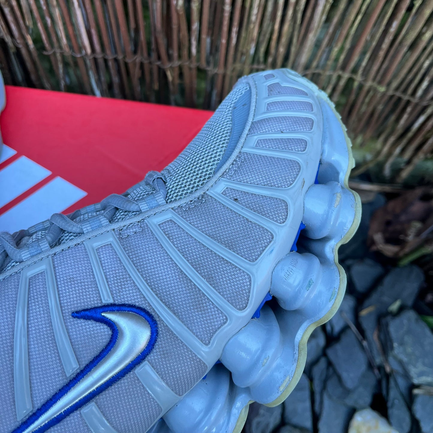 Nike Shox TL - Wolf Grey / Metallic Silver / Blue - UK8.5