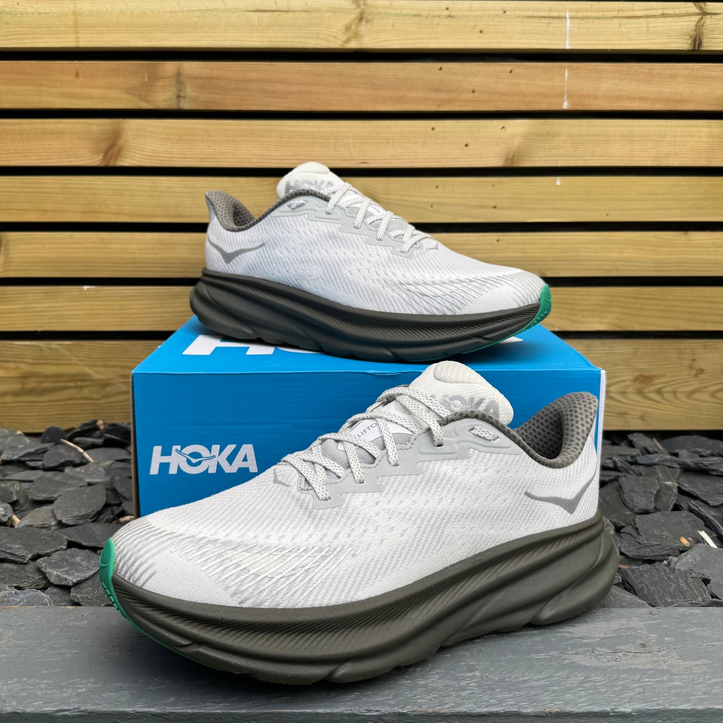 Hoka Clifton 9 Gore-Tex Invisible Fit - Harbour Mist / Barley - UK10