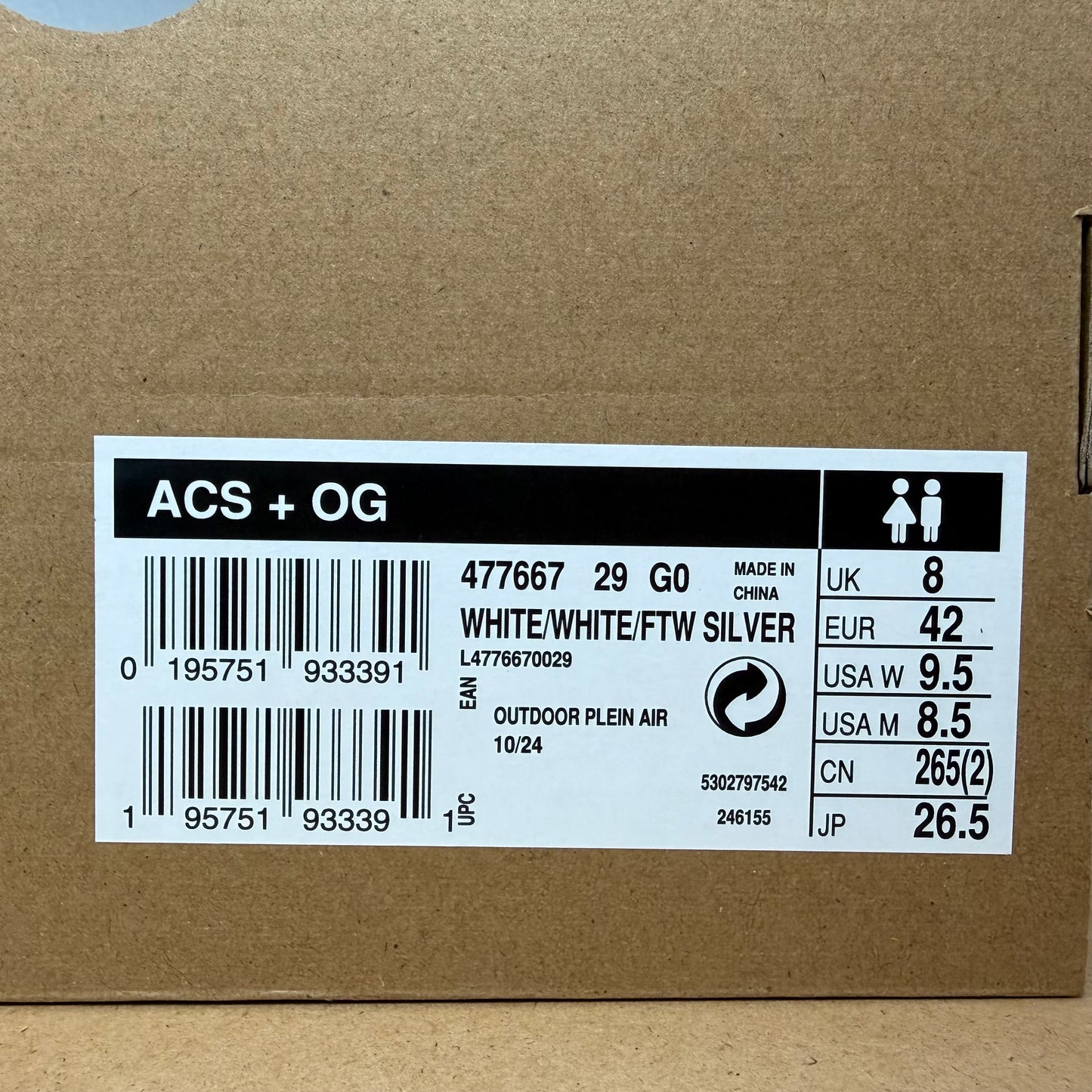 Salomon ACS + OG - White / FTW Silver - Multiple Sizes - Brand New