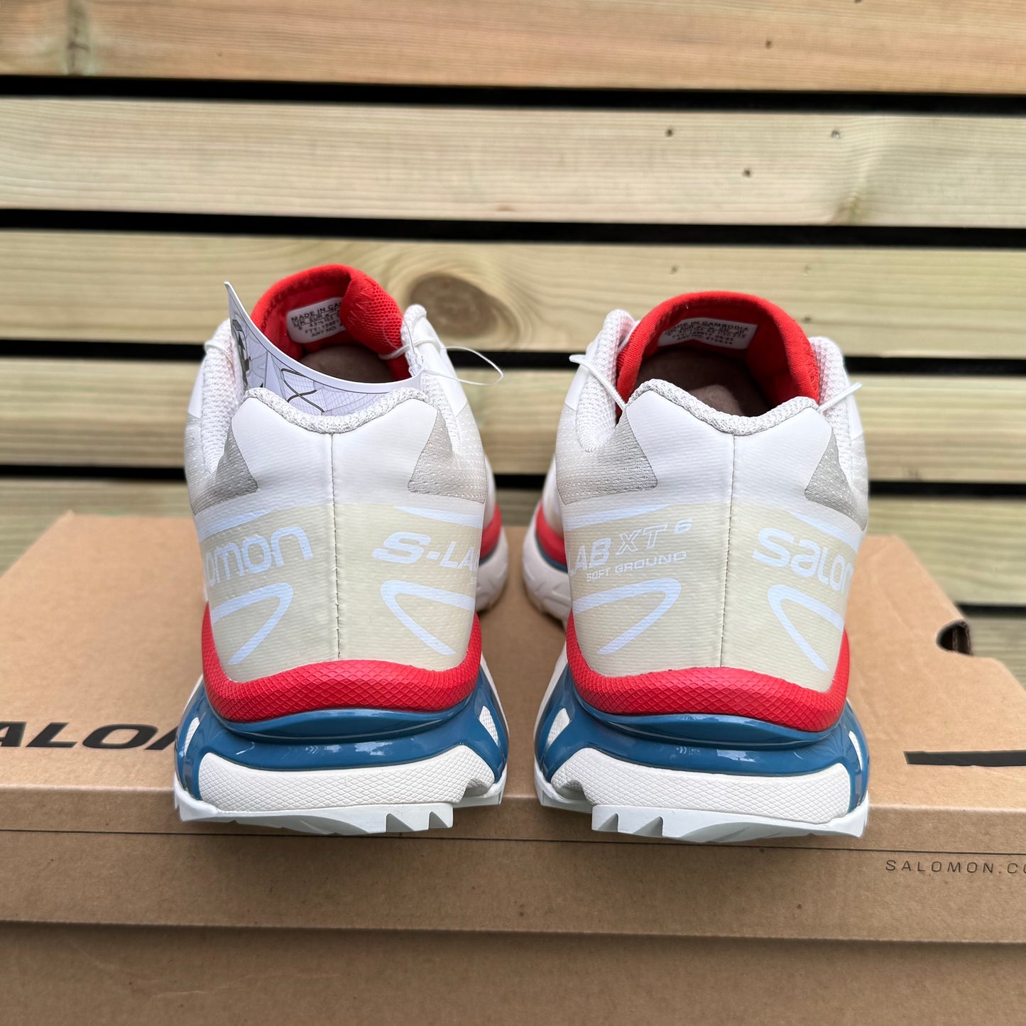 Salomon XT-6 - Almond Milk / Bleached Sand / Aurora Red - UK9 - Brand New