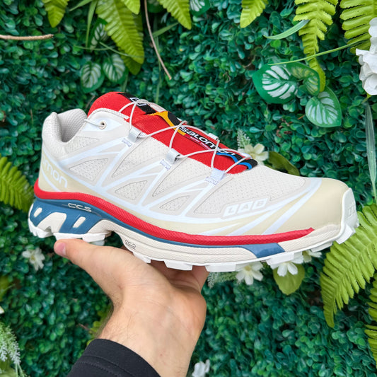 Salomon XT-6 - Almond Milk / Bleached Sand / Aurora Red - UK9 - Brand New